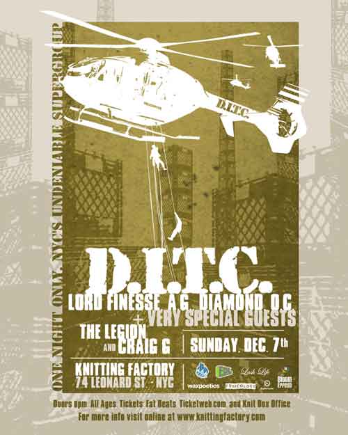 D.I.T.C. (Lord Finesse, Diamond D, A.G., O.C. + special guests), The Legion, Craig G, Live in NYC (12/7, 8pm)